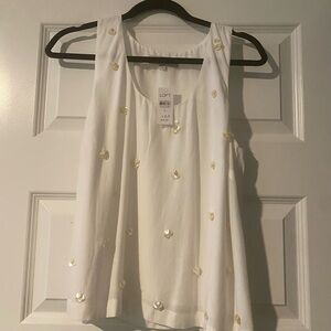 LOFT White Tank Top with small embellishments